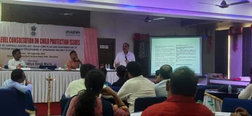 Addressing various stakeholders at District Level consultation